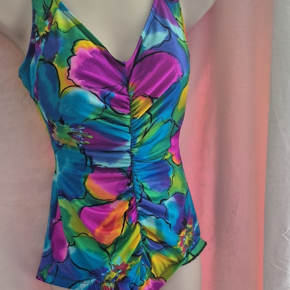Longitude Multicolor bright  Floral One Piece Swimsuit - Picture 1 of 15